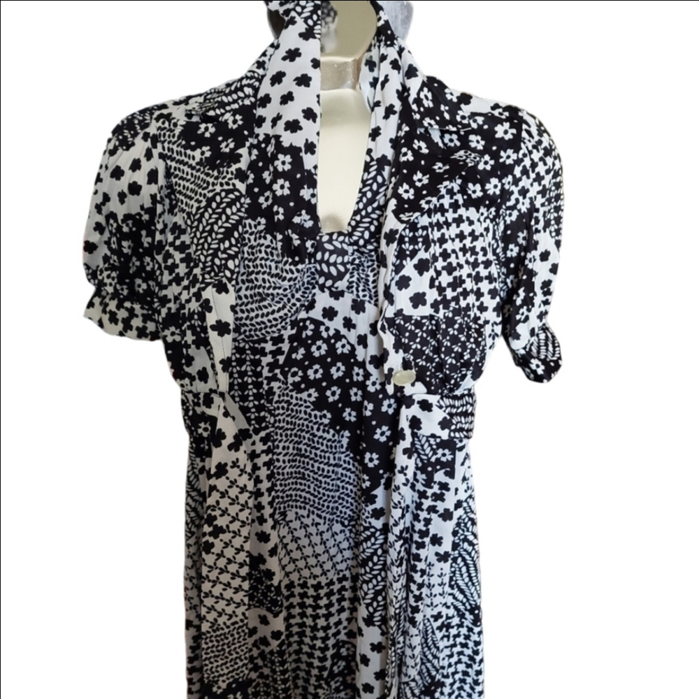 Vintage The House of Nu-Mode Black/White Maxi Dress with Coverup, Size 13-14
